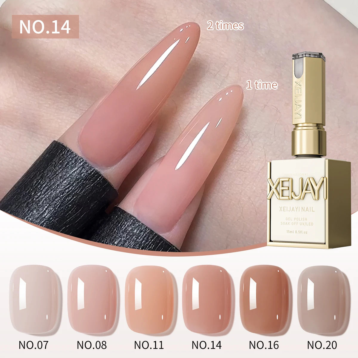 Lot de 1/6 vernis à ongles semi-permanents, 15 ml, effet gelée glacée, UV/LED – kit, sans formaldéhyde. Ovale, brillant. Idéal pour salon et DIY.