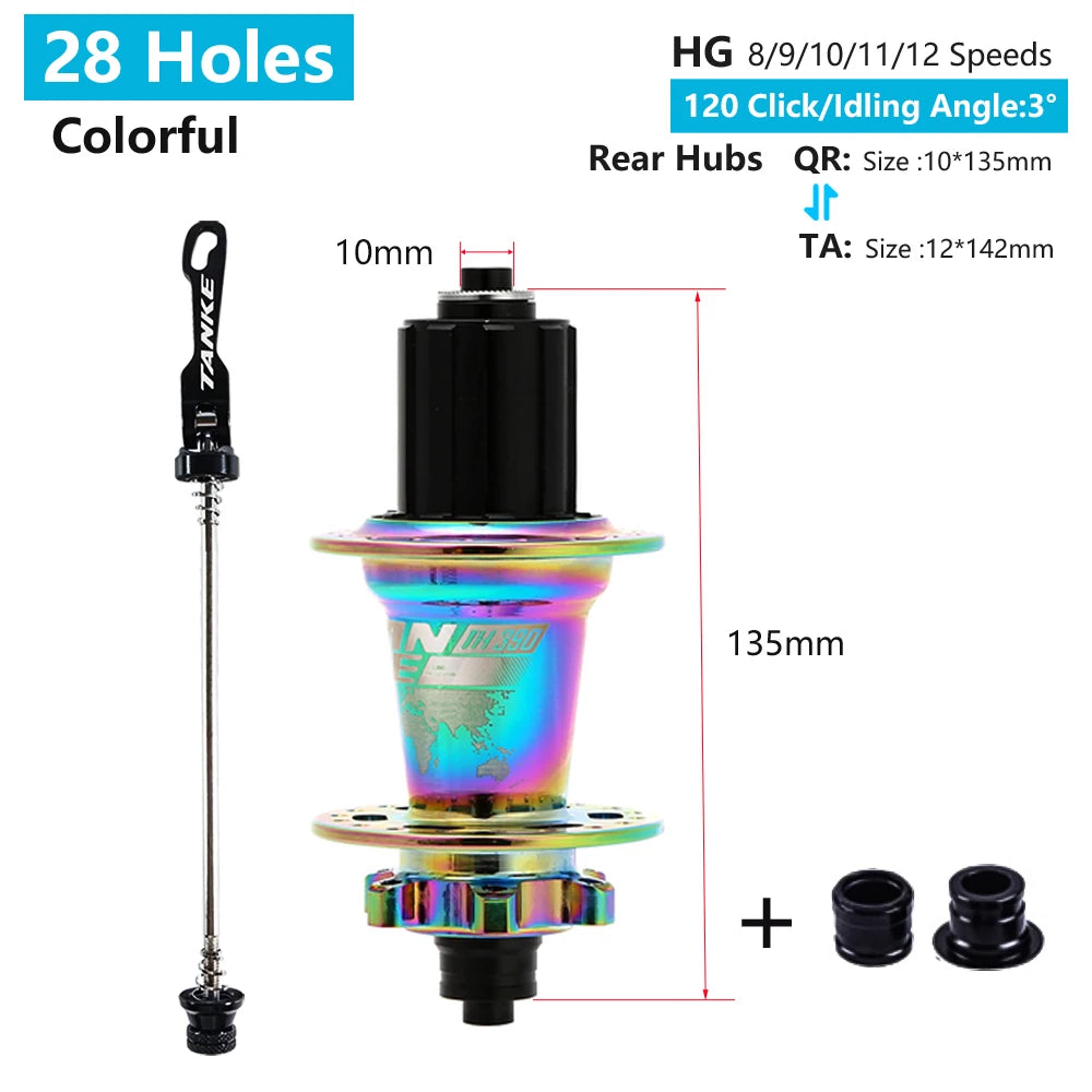 TANKE MTB 120 Click Hub 6 Bearing Bike Front Rear 28 32 36 Holes Disc Brake QR Bicycle mass thunder Noisy Cube 6 Pawl Hubs TH390