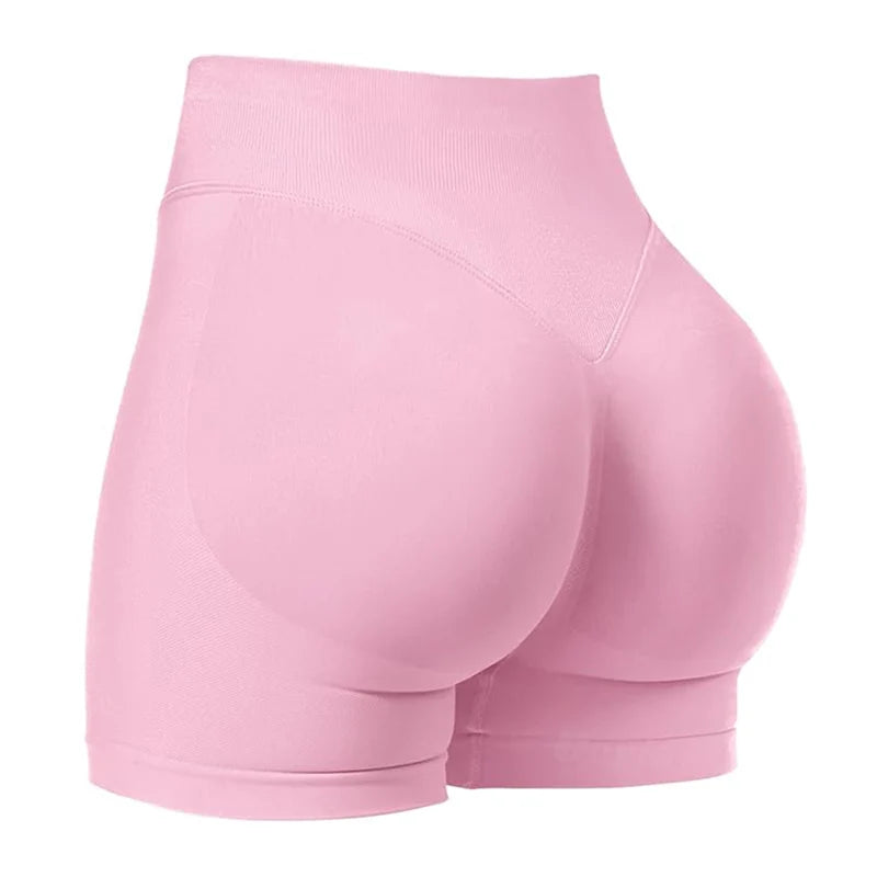 Gym Shorts Women Fitness Sports Biker Shorts 4.5" Low Ribbed Band Yoga Shorts Workout Scrunch Butt Seamless Leggings