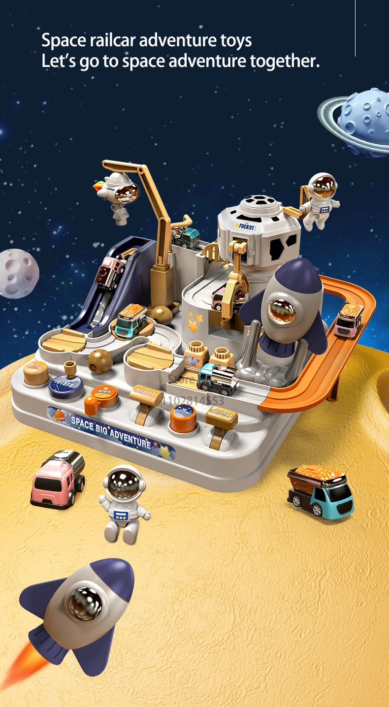 Racing Rail Car Model Space Aerospace Animals Educational Toys Children Train Track Adventure Brain Mechanical Interactive Game - Shoppiline