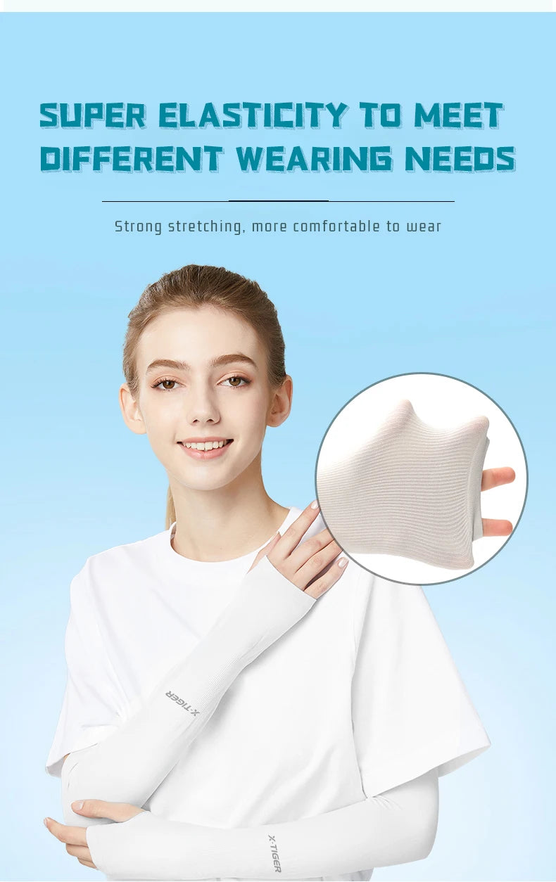X-TIGER Cycling Arm Summer Ice Cloth Cycling Sleeves Sun Protection Unisex Breathable Running Volleyball Sleeves Outdoor