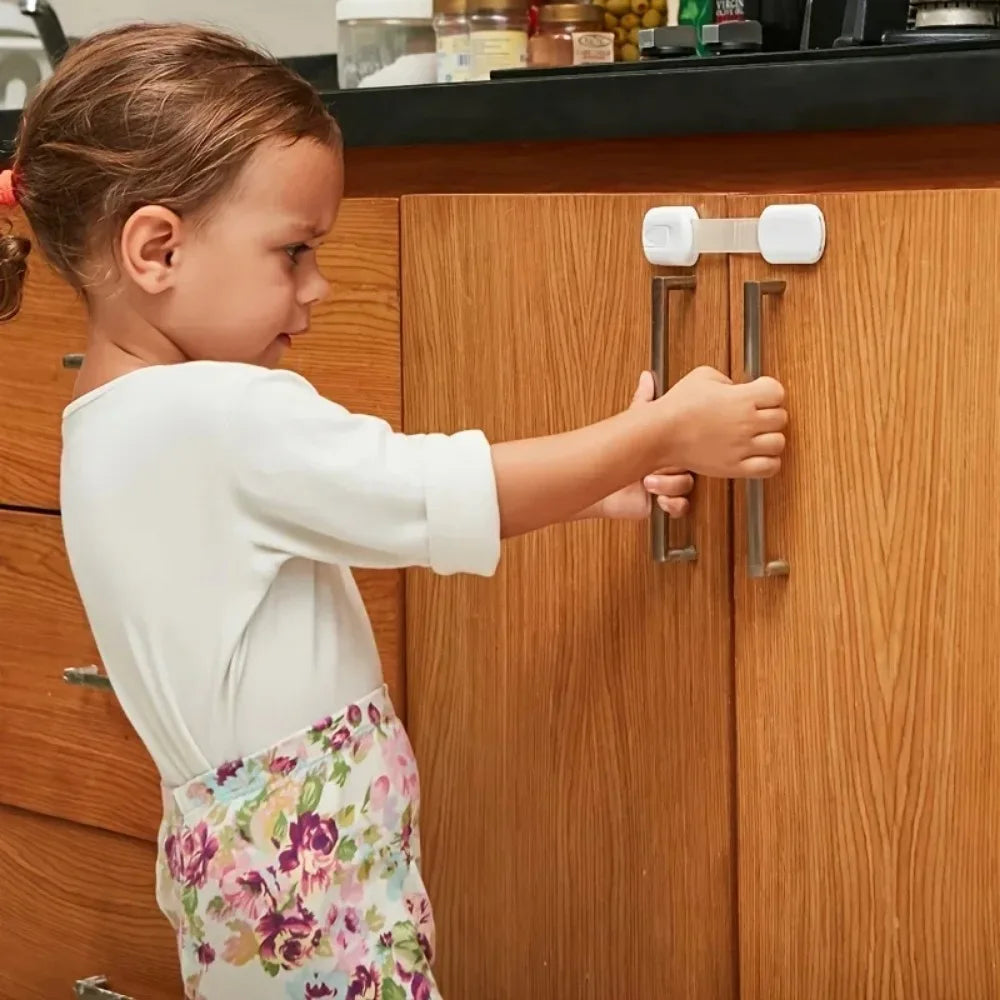 5/10pc Child Safety Strap Locks Baby Locks for Cabinets and Drawers Adhesive Pads Toilet Fridge & More No Installation Required