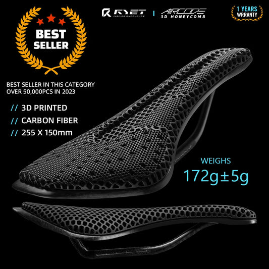 RYET Full Carbon 3D Printed Saddle Ultralight Hollow Comfortable Breathable MTB Road Racing Bike Cycling Seat Bicycle Accessory - Shoppiline