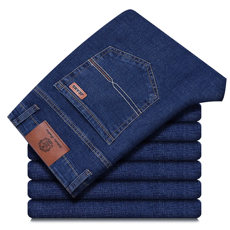 2026 New Style Business Men's Jeans Casual Straight Stretch Fashion Classic Blue Black Work Pant Denim Trousers Male Clothing