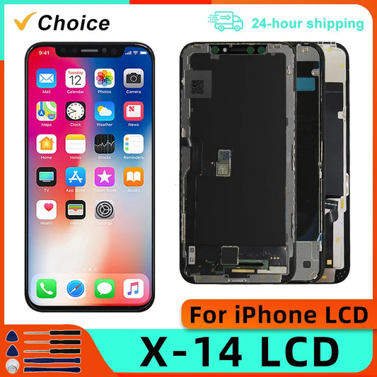 SUPER OLED For iPhone X XR XS LCD Display 13 Mini 14 PLUS 15 Display For iPhone 11 12 13 Pro MAX Display Display assembly - Shoppiline