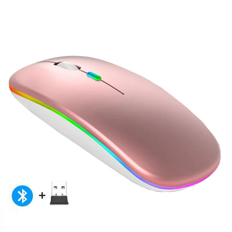 Kabellose Maus Wiederaufladbar Silent LED Hintergrundbeleuchtung Mäuse PC Laptop Computer Maus 2.4Ghz Empfänger Bluetooth Dual Modus Optische Mäuse