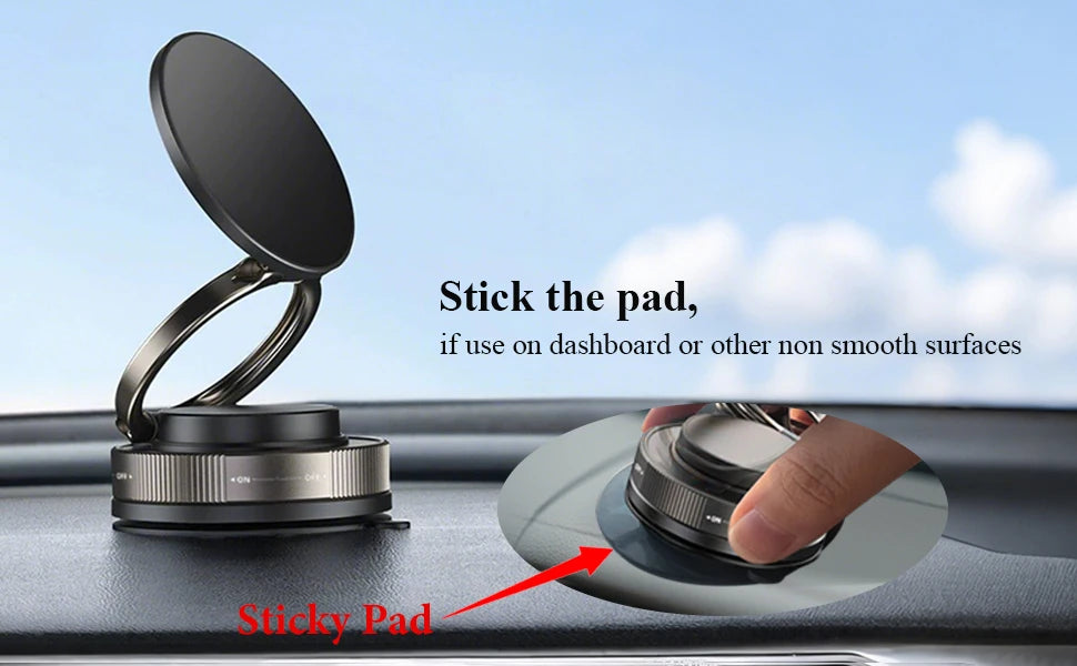 Upgraded 360° Vacuum Magnetic Car Phone Holder, Strong Suction Cup Phone Mount Foldable Portable Cell Phone Holders