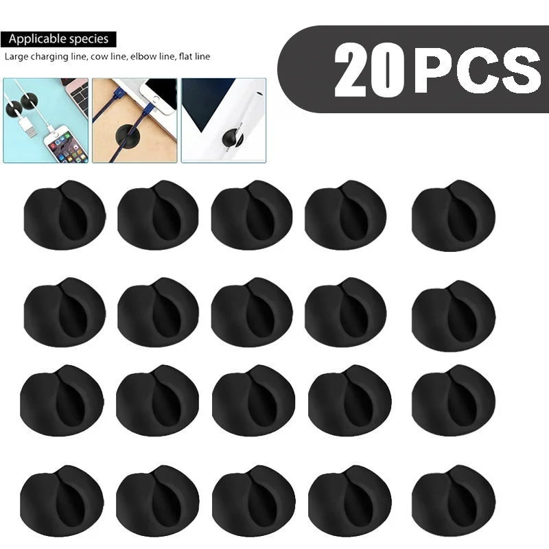 10/20Pcs Cable Clips Winder Silicone Cable Organizer Desktop Wire Storage Charger Cord Holder  for Car USB Charging Tablet Wire