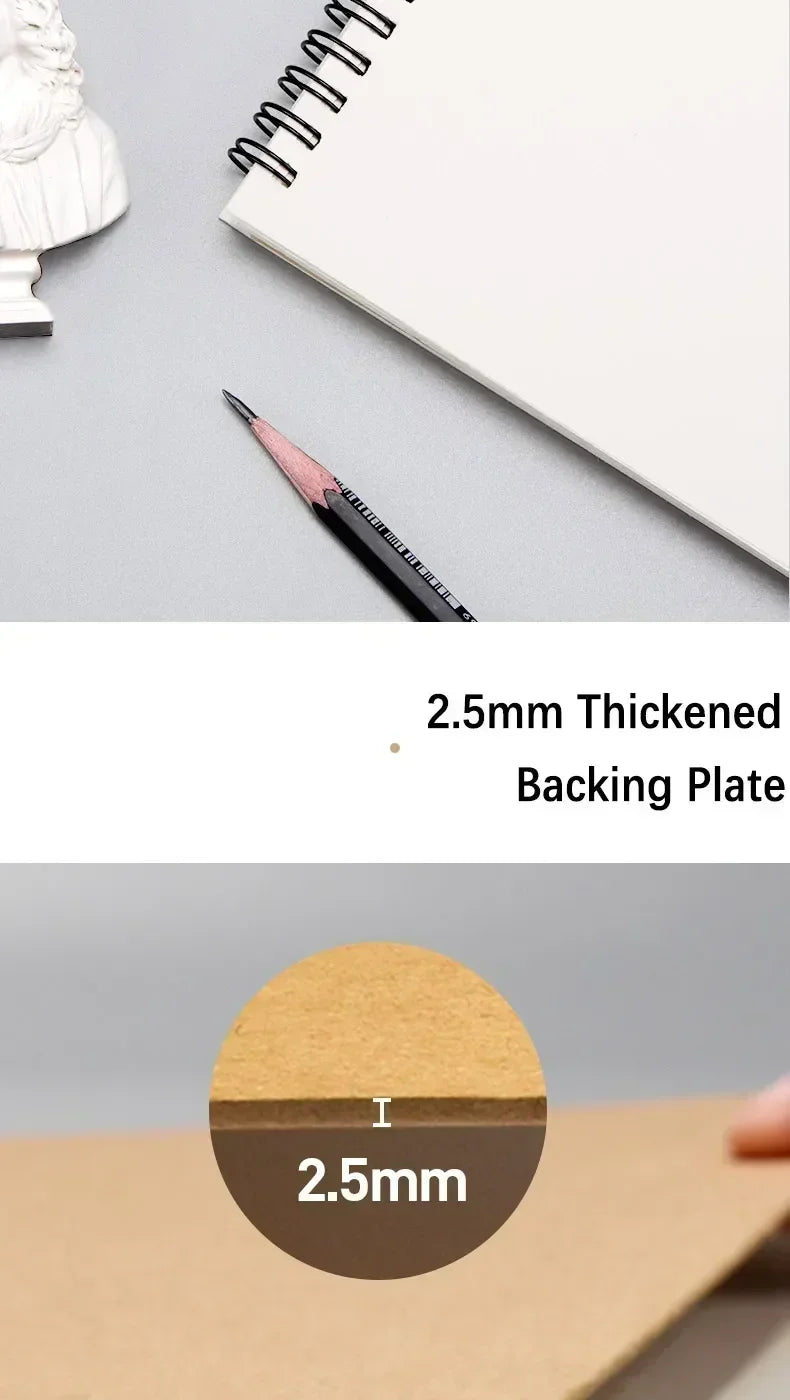 Art Sketchbook 160gsm 30 Sheets/60 Pages Drawing Watercolor Spiral Notebook For Sketching