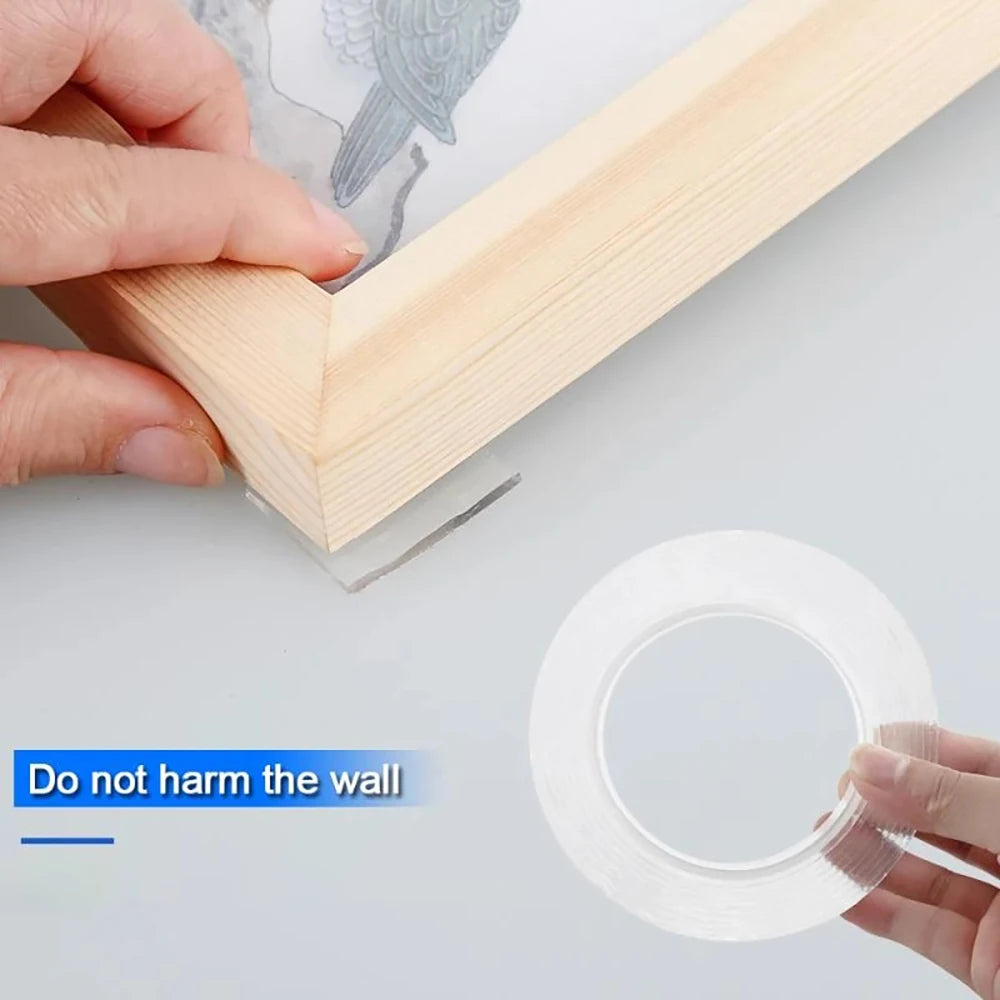 1/3/5m Ultra-Strong Double-Sided Adhesive Tape Versatile Reusable Waterproof Tracsless Tape Two-Sided Nano Tape Super Power Tape