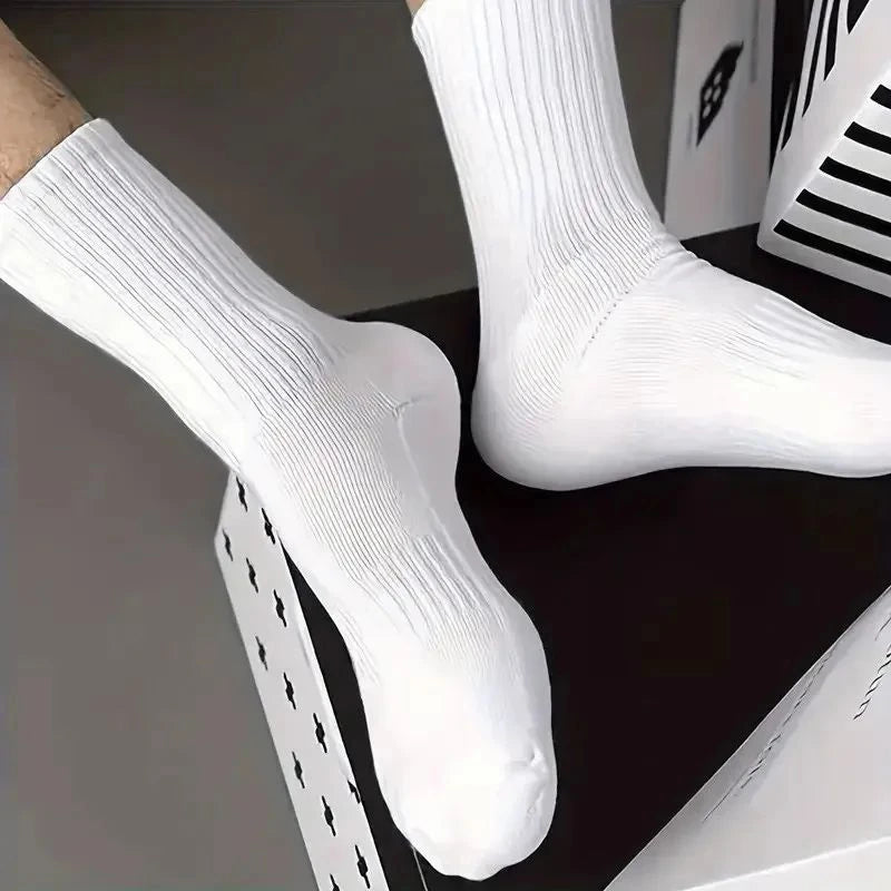 5/10Pairs Neutral Round Neck Socks Spring Summer Sweat Absorbing Breathable Comfortable All-Season Sports Men's High Classic