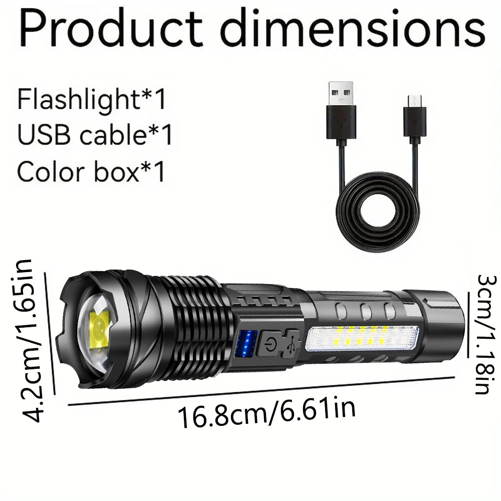 High Strong Power Led Flashlights 2000LM Tactical Torch with Display Light USB Charging Camping Fishing Emergency Zoom Lantern