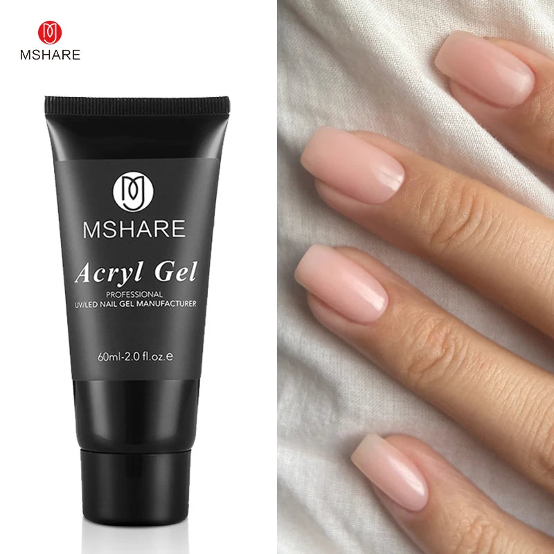 MSHARE Poly Nails Acryl Gel 60ml Builder UV Led Acrylgel Nagelverlängerungen Acryl Rosa Weiß Klar Acrylat HEMA TPO-freies Gel