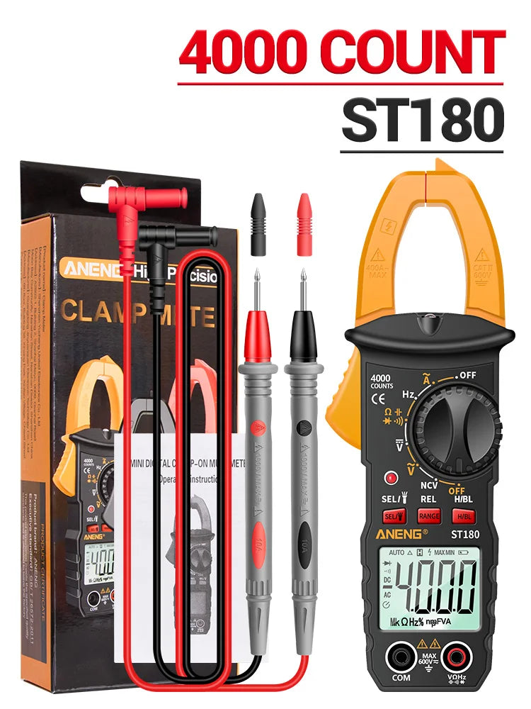 ANENG ST180 AC Current Clamp Meter  Digital 4000 Counts Multimeter Ammeter Voltage Tester Car Amp Hz Capacitance NCV Ohm Tool - Shoppiline