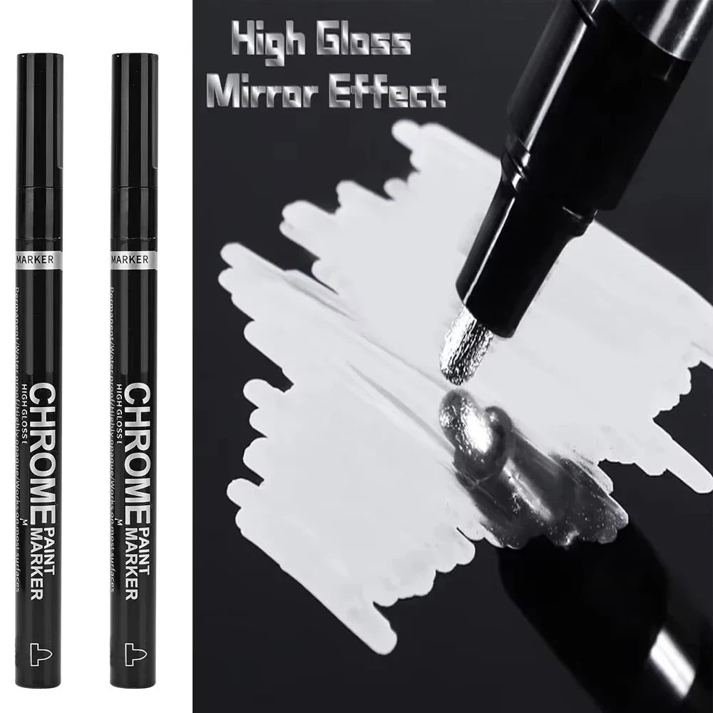5/1pcs Chrome Pen Marker Mirror Waterproof Paint Repair For Rock Ceramic Glass Metallic Gold/Silver 2mm Nib - Shoppiline