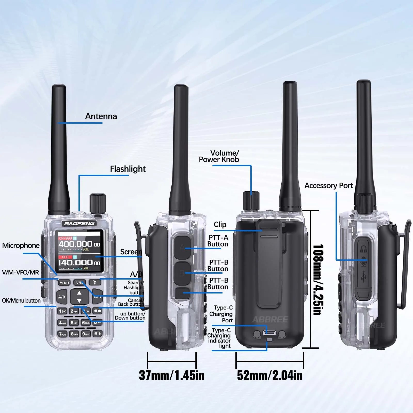 BAOFENG UV-5R Mini Walkie Talkie Multi Band Bluetooth Programming Wireless Copy Frequency 999CH AM FM Long Range Two Way Radio - Shoppiline