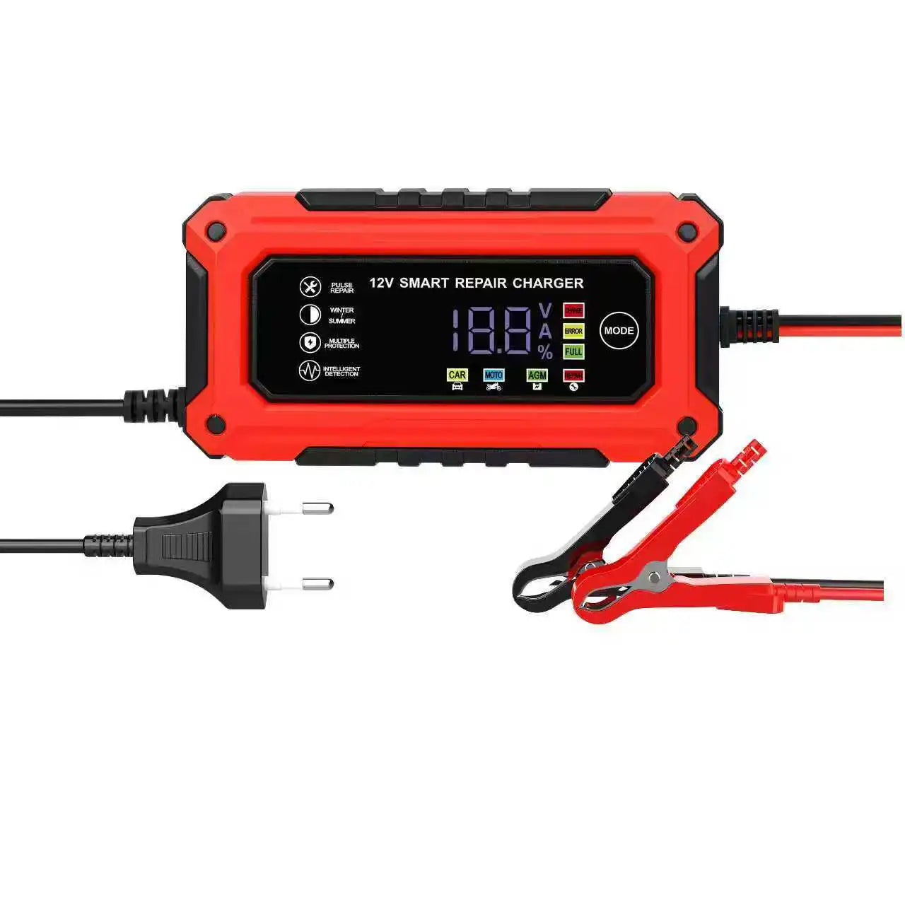 Batteriereparatur LCD-Anzeige 6A 12V Intelligentes Auto-Batterieladegerät Auto- und Motorrad-Batterieladeeinheit Blei-Säure