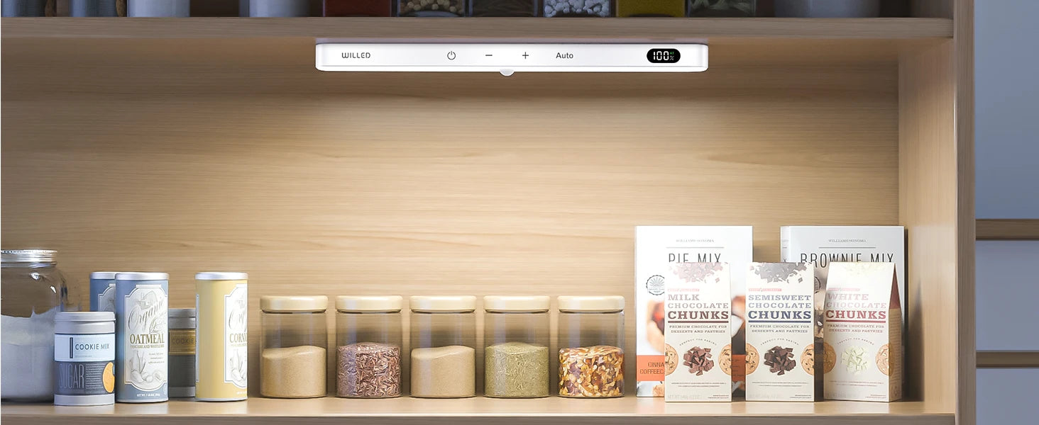 WILLED Under Cabinet Lights Rechargeable Battery Display 60 LED Touch Light Bar Motion Sensor Light Closet Light Night Lights - Shoppiline