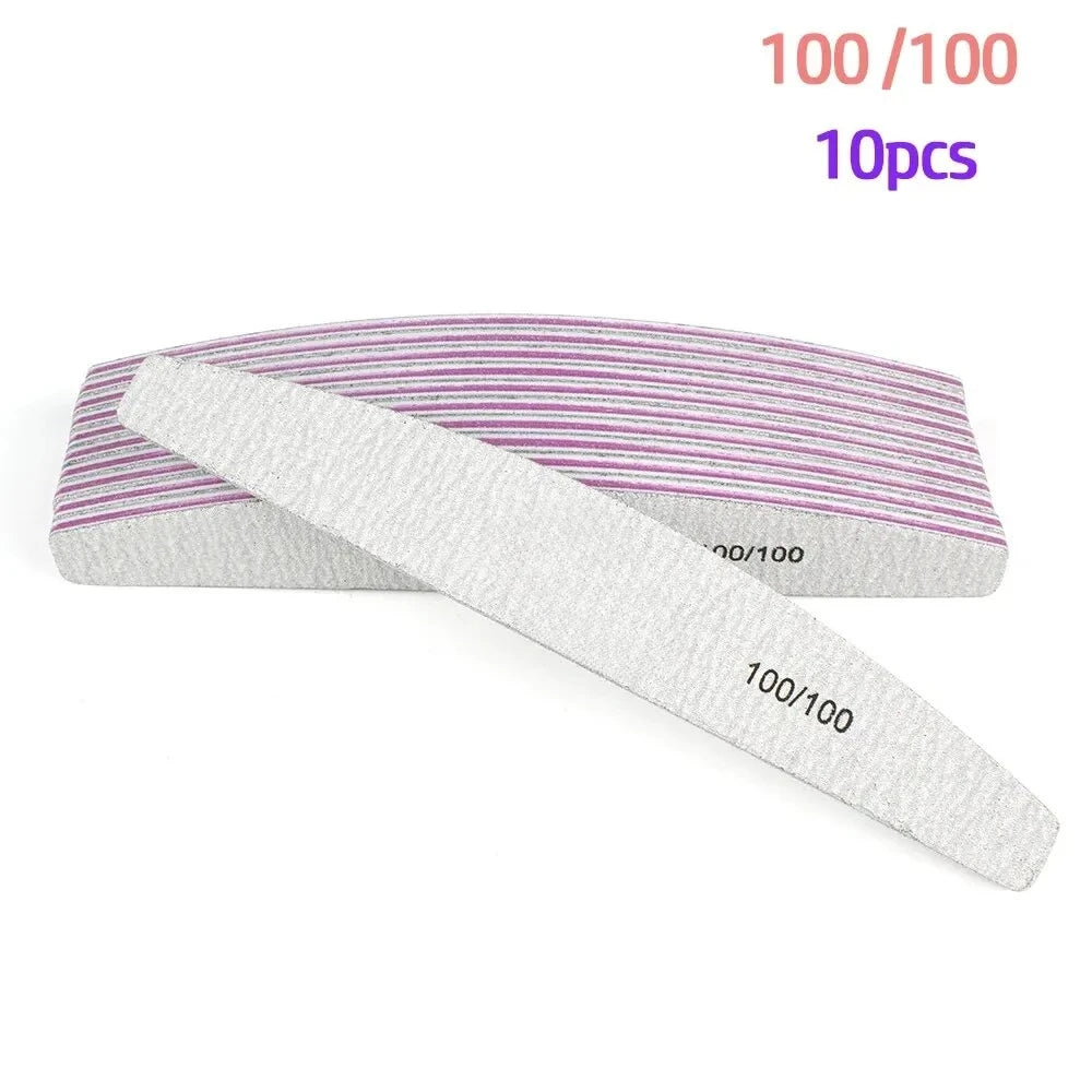 10Pcs/Lot 80/100/150/180/240 Grit Limas Trimmer Lime Nail Art Ongle Manicure Tool Nail File Buffer Double Side Nail Files Buffer
