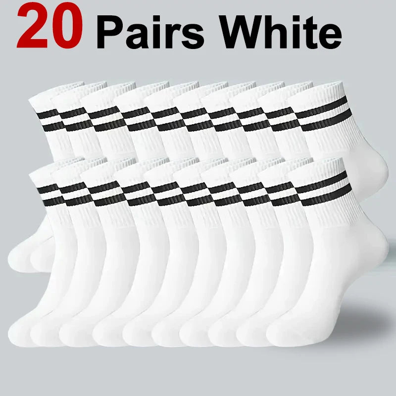 5/10/20 Pairs Neutral Solid Color Round Neck Socks Spring Summer Sweat Absorbing Breathable Comfortable All-season Sports Socks