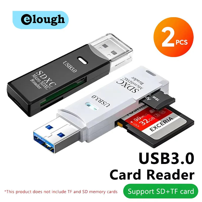 2-in-1 USB3.0/2.0 Card Reader USB3.0 To SD TF Memory Card Reader USB Flash Drive Cardreader Adapter For PC Laptops Accessories