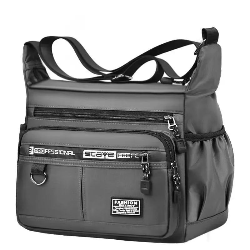 HOMEFISH Men's Cross-Body Bag with Multi-Layered Pockets, Adjustable Shoulder Strap, Business Single-Shoulder Bag