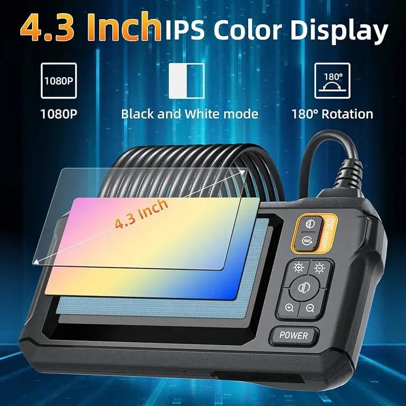 Industrial Endoscope Camera 8mm HD1080P 4.3inch IPS Screen 1080P Pipe Inspection Camera for Car Repair IP67 Waterproof 8 LEDS - Shoppiline