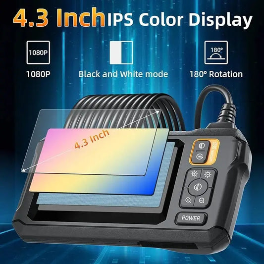 Industrial Endoscope Camera 8mm HD1080P 4.3inch IPS Screen 1080P Pipe Inspection Camera for Car Repair IP67 Waterproof 8 LEDS - Shoppiline