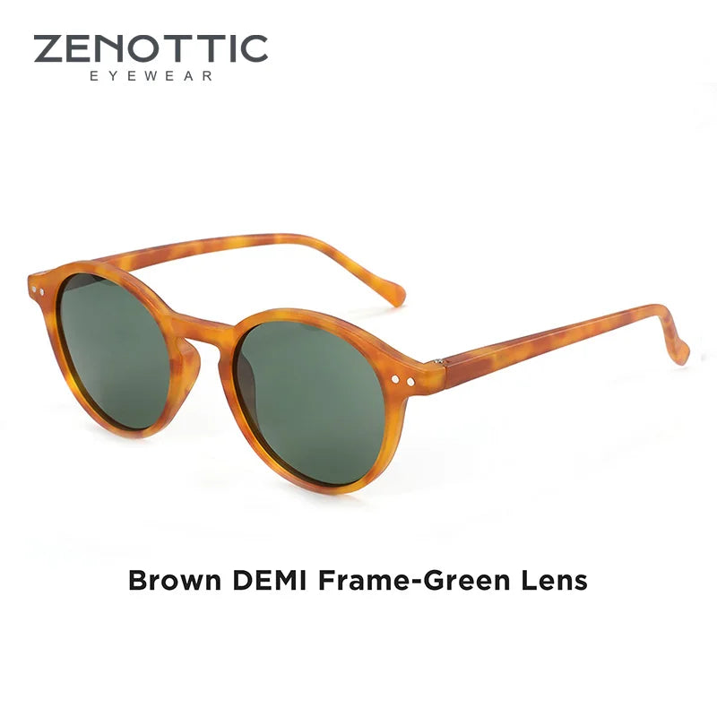 ZENOTTIC Lunettes de Soleil Rétro Polarisées 2023 2024 Hommes Femmes Vintage Petite Monture Ronde Lunettes de Soleil Verres Polarisés UV400 Nuance