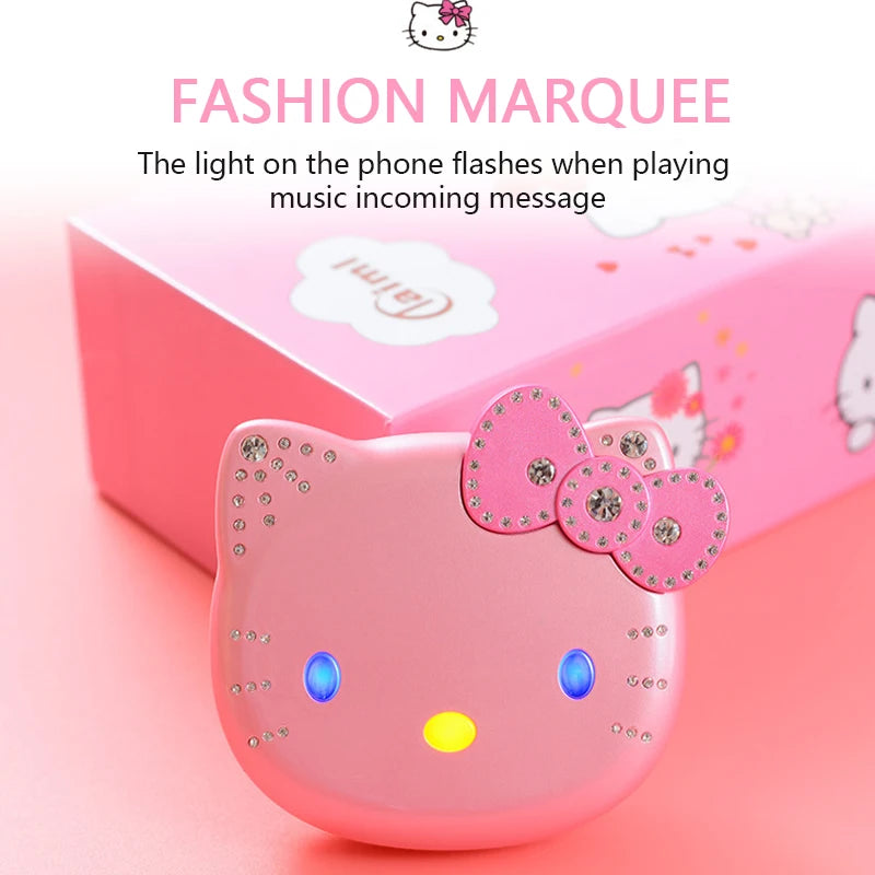 New K688 Hello Kitty Cute Mini Girl Mobile Phone With Flip Cartoon No Lock Children Dual Card Mobile Phone Kids Gift Kawaii Toys