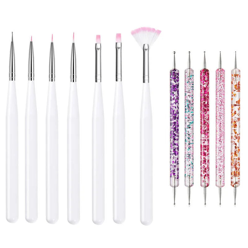 5/20 Stk. Nagelkunst Pinsel Design Spitzen Malen Zeichnen Schnitzen Dotting Pen Flachfächer Liner Acryl Gel UV Politur Maniküre Werkzeuge
