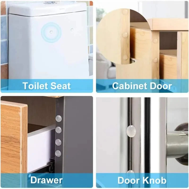 Silicone Self-Adhesive Clear Round Bumper Pads, Cabinet Door Sound Dampening Buffers, Furniture Silent Rubber Stoppers