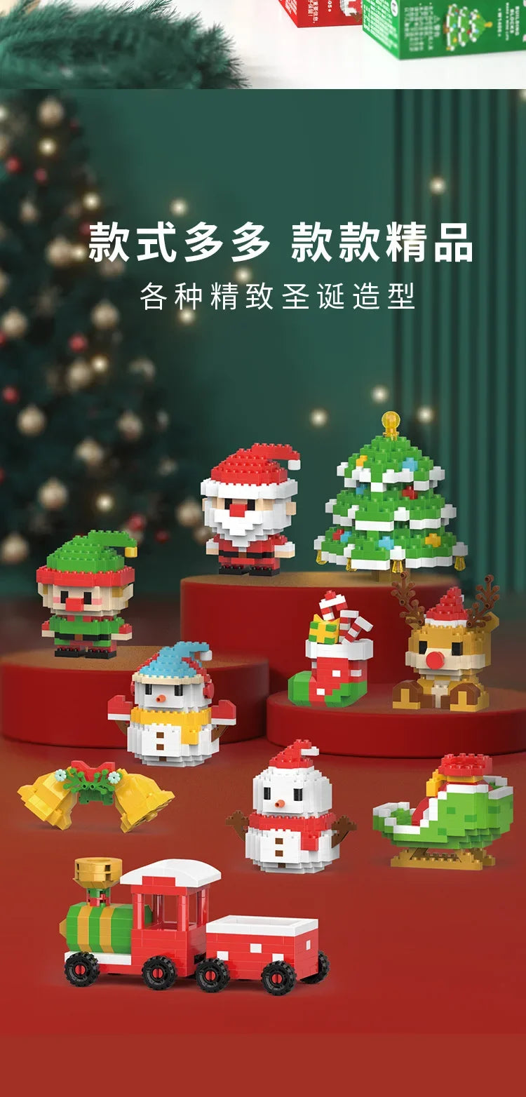 Christmas Gifts Building Block Series Santa Claus Reindeer Puzzle Assembly Bricks Table Decoration Toys for Child Chrismas Gift