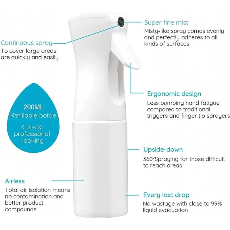 200ml High Pressure Hairdressing Spray Bottle for Barbers Salon Refill Water Can Barber Beauty Atomizer Container