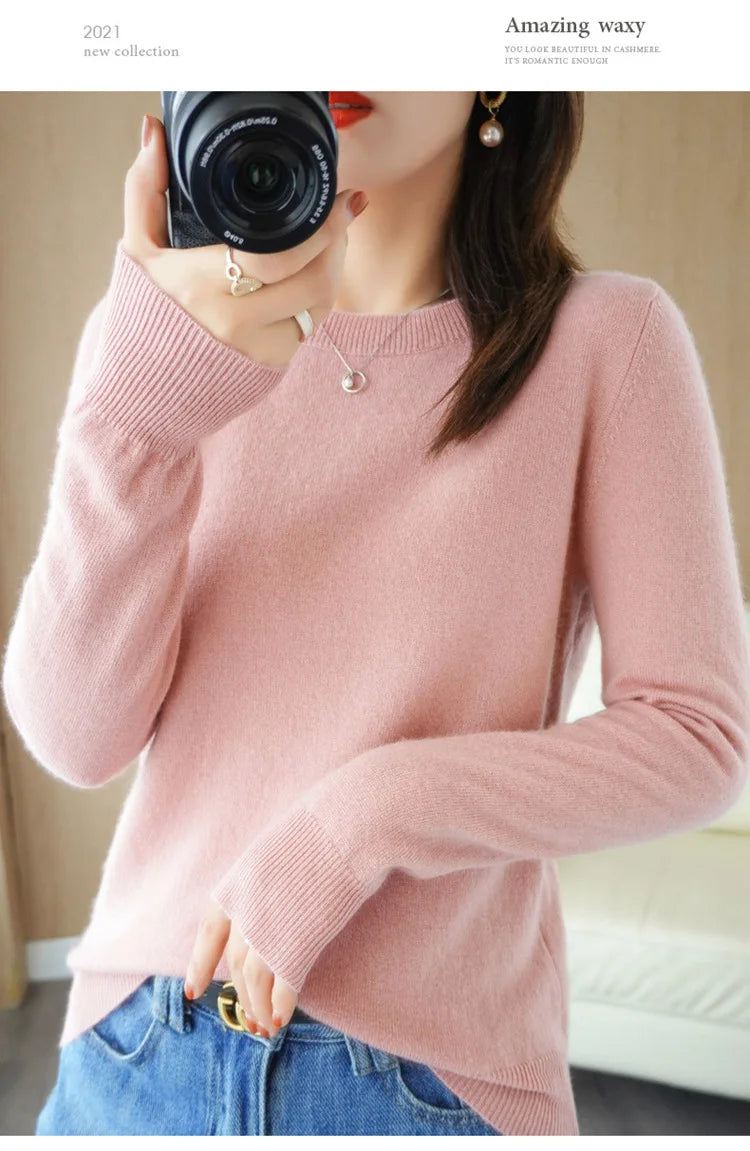 Women Sweater O-neck Autumn Winter BasicPullover Warm Casual Pulls Jumpers Korean FashionSpring Knitwear Bottoming Shirt 2026
