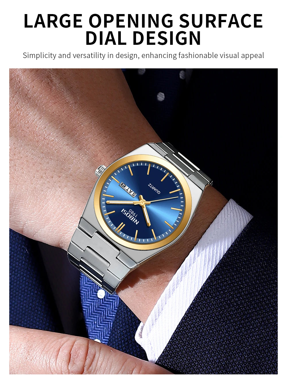 NIBOSI Luxury Watch For Man Waterproof Luminous Date Week Stainless Steel Men Watch Casual Quartz Men's Watches Male Clock+box
