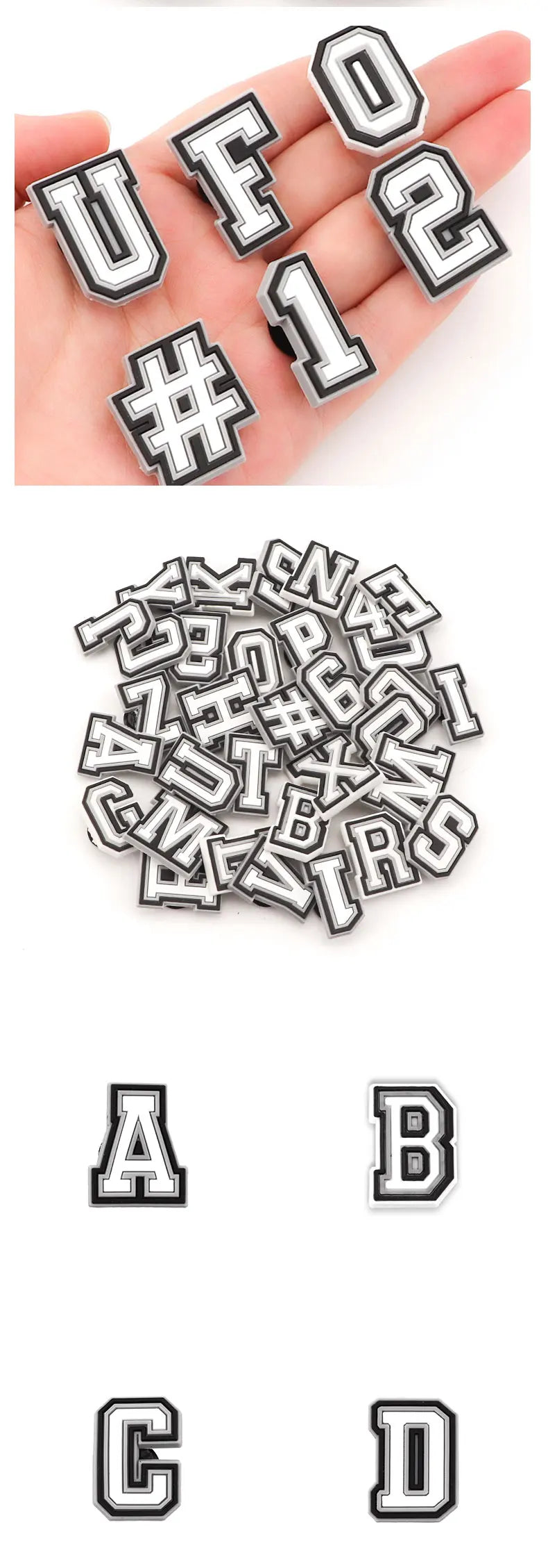 Letter Shoes Charms for Clog Sandals Shoe Decoration 0-9# Number Alphabet ABC-Z Characters DIY Shoes Pins for Boy Girl Men Women