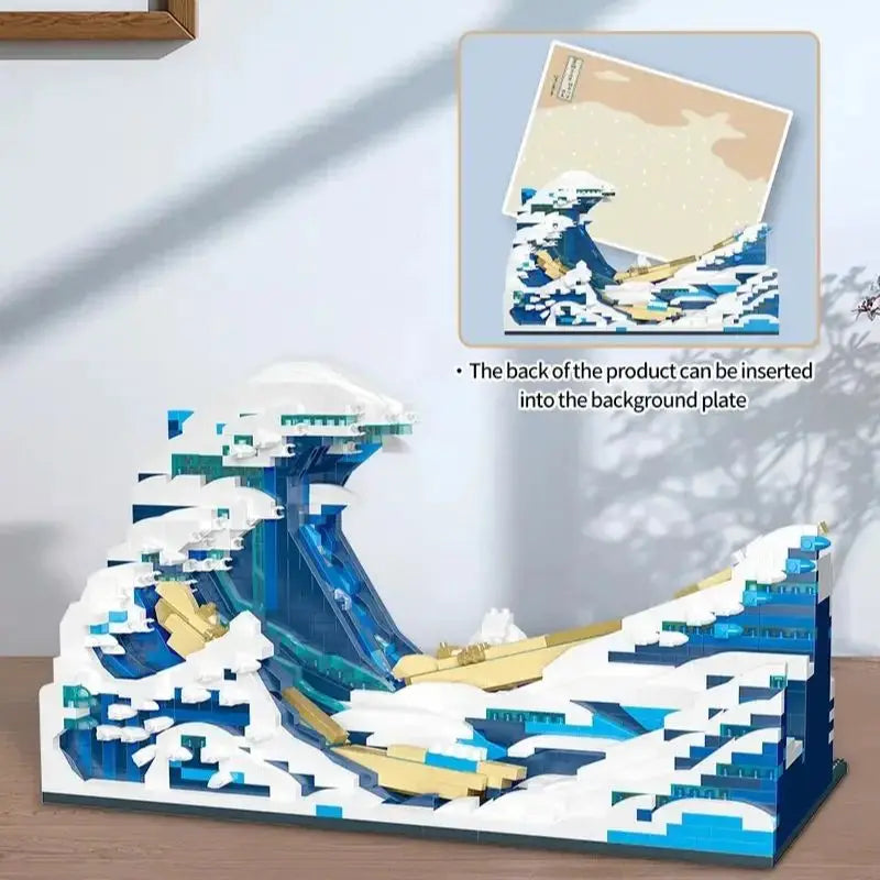 Pantasy Kanagawa Surfing Puzzle Ukiyo-E Building Block Decoration Creative Assembling Toy World Famous Painting Gift - Shoppiline