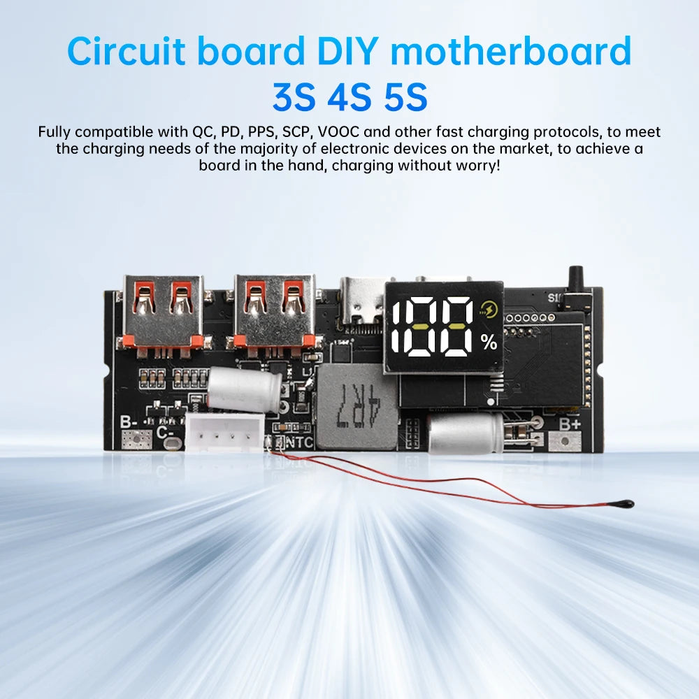 3S 4S 5S 65W 100W Power Bank Double C Port Two way Fast Charge Mobile Power Module 18650 Charging Temperature Protection - Shoppiline