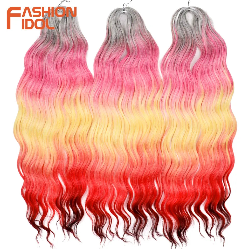 Anna Hair Extensions synthétiques de tresses Loose Deep Wave 24 pouces, cheveux tressés ondulés, cheveux bouclés torsadés au crochet Ombré Blond