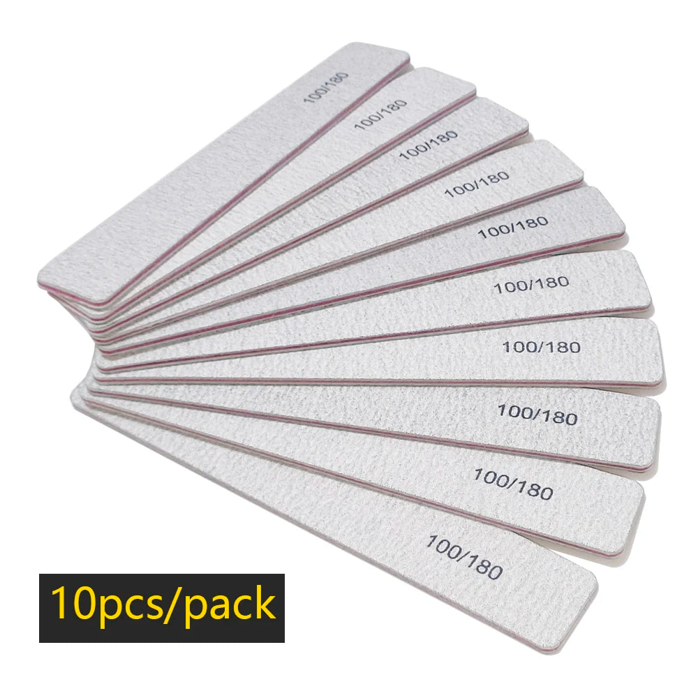 Nagelfeile Buffer 100/180 Körnung Halbmond Nagelfeilen Doppelseitiges Schmirgelpapier Nagel schleifen Gel Nagellack Maniküre-Werkzeug
