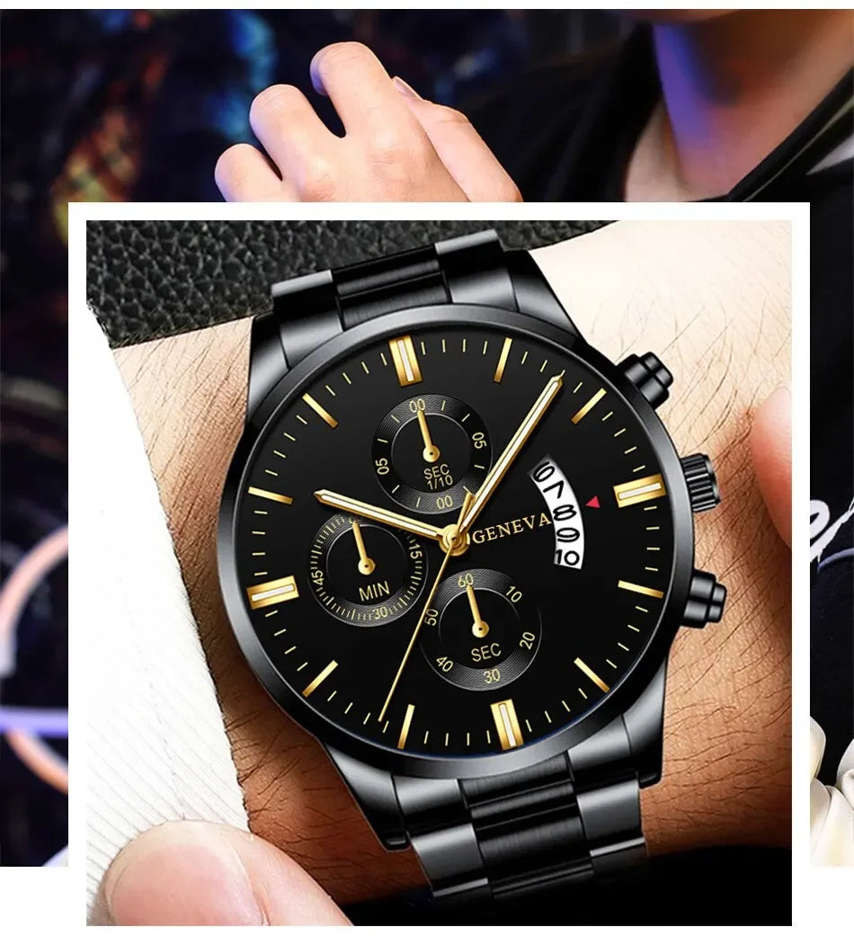 Mode Herren Edelstahl Uhr Luxus Kalender Quarz Armbanduhr Herren Business Uhren für Männer Uhr Montre Homme