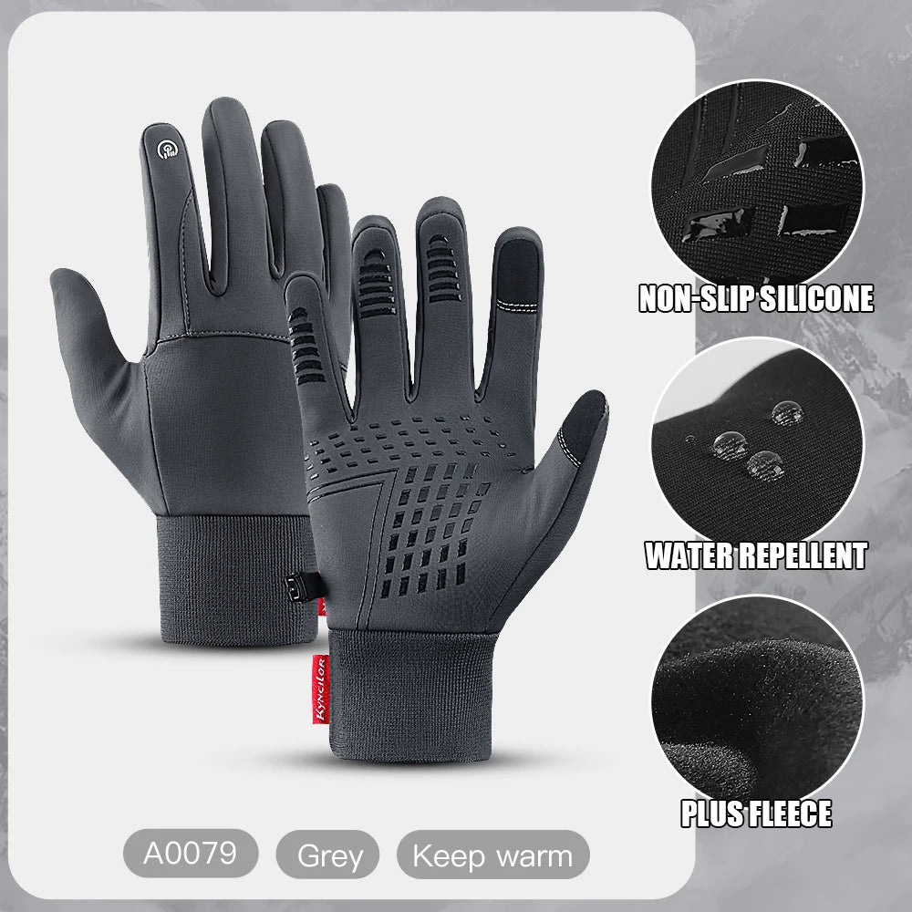 Outdoor Sports Autumn Winter Cycling Gloves Men Splash Proof Warm Windproof Touchscreen Anti-slip Motorbike Gloves Men Black