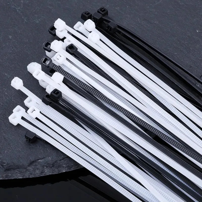 100PCS Plastic Nylon Cable Ties Self-locking Cord Ties Straps Adjustable Cables Fastening Loop Home Office Wire Zip Ties