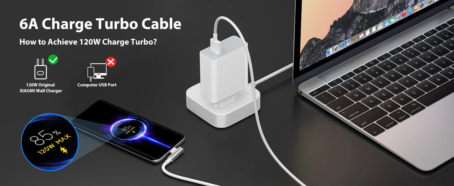 120W Type C Cable 90 Degree Elbow For Xiaomi 12 13 14 15 17 Redmi Note 13 14 15 POCO F7 F8 X5 X6 X7 Pro Quick Charging USB Cable