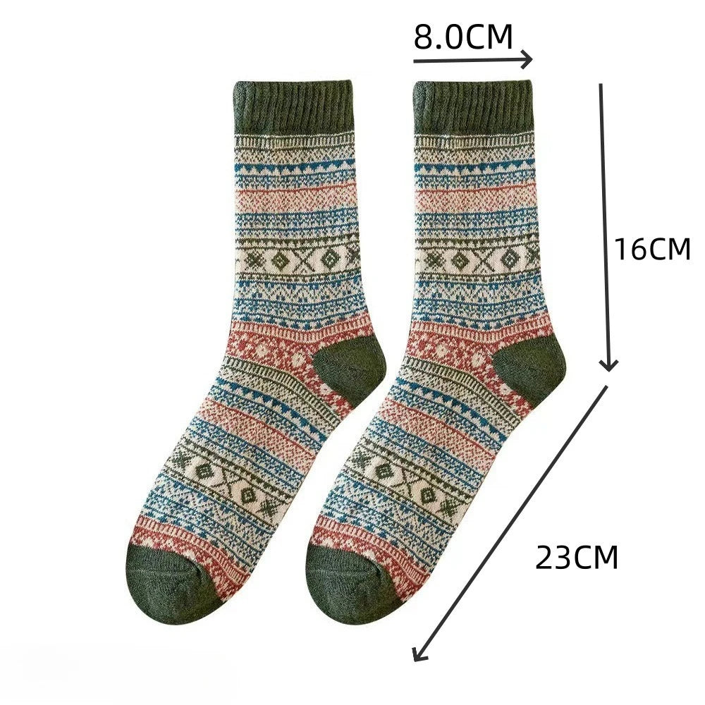 5 Pairs Women's Autumn Winter Wool Socks Warm Soft Mid Length Socks Ultra Thick Harajuku Women's Antifreeze Cashmere Short Socks