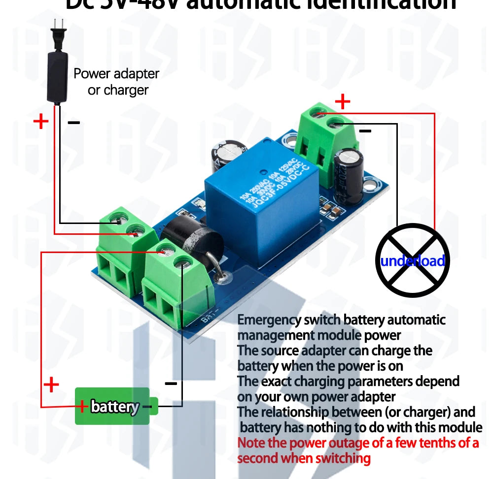 1~5PCS YX850 Power failure automatic switching standby battery lithium battery module DC 5V-48V universal emergency converter
