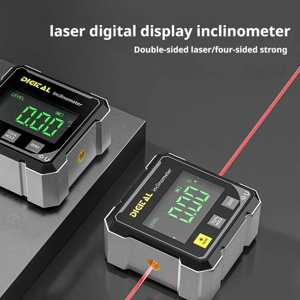 Household Double Sided Laser Inclinometer Multifunctional Four Sided Magnetic Absorption Angle Level Small Slope Measuring Tools - Shoppiline
