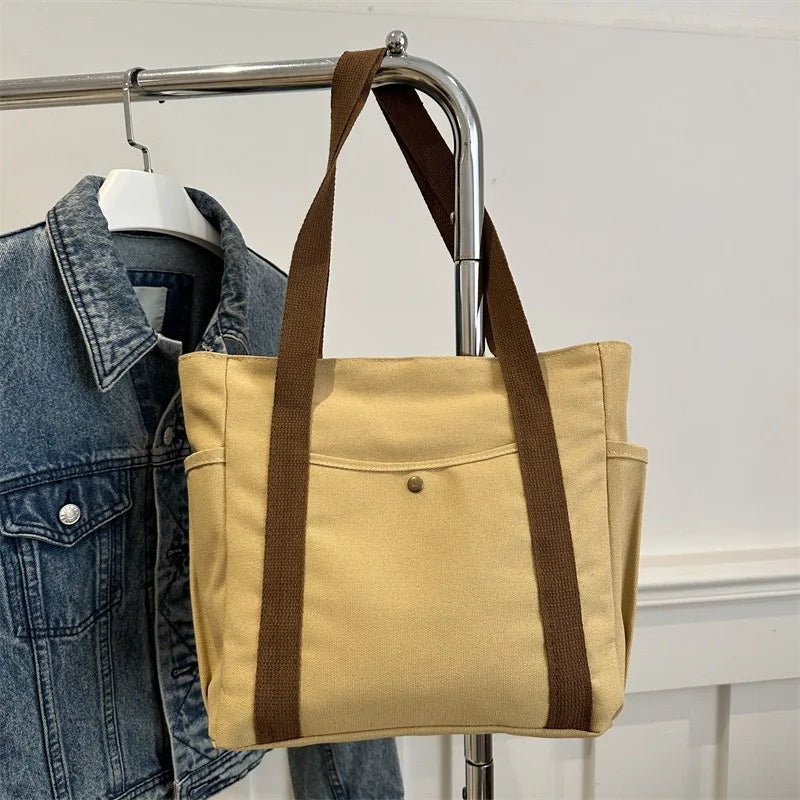 HOMEFISH Portable large-capacity canvas bag, versatile shoulder bag design, special cloth bag for students' class and daily