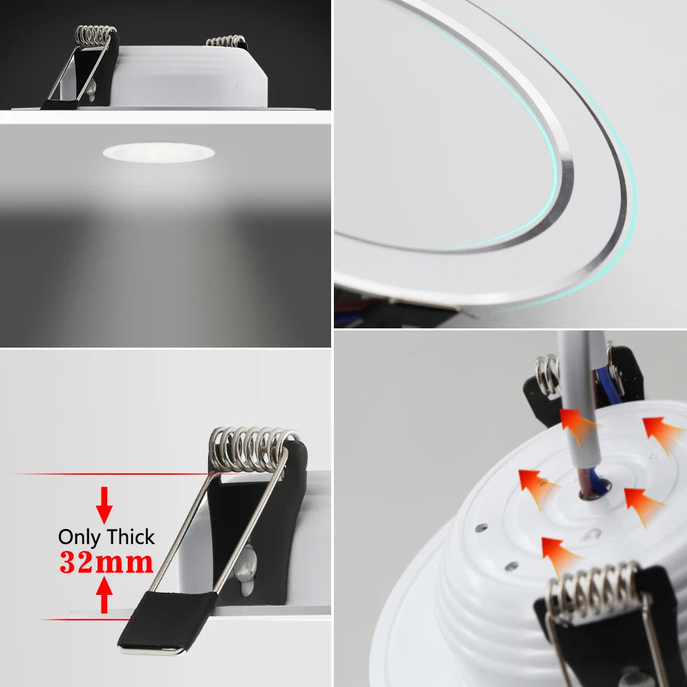 Spotlights LED Ceiling Downlight AC 220V 18W 15W 12W 9W 7W Recessed Round Lamp Spot LED Dowm Light Hidden Indoor Lighting Panel